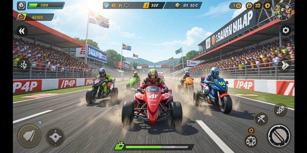 Tampilan aksi seru dari gameplay balap 4P4P.