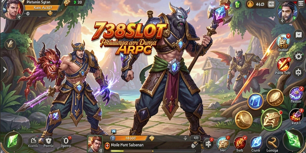 Tampilan gameplay seru dalam 738SLOT yang menggambarkan aksi ARPG.