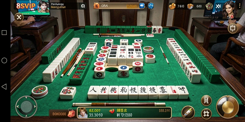 Tampilan gameplay menarik dari 8SVIP yang menunjukkan papan Mahjong.