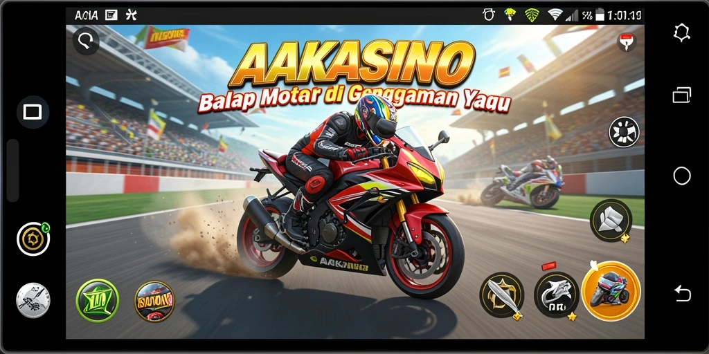 Gameplay AAKASINO yang mendebarkan dalam balap motor.