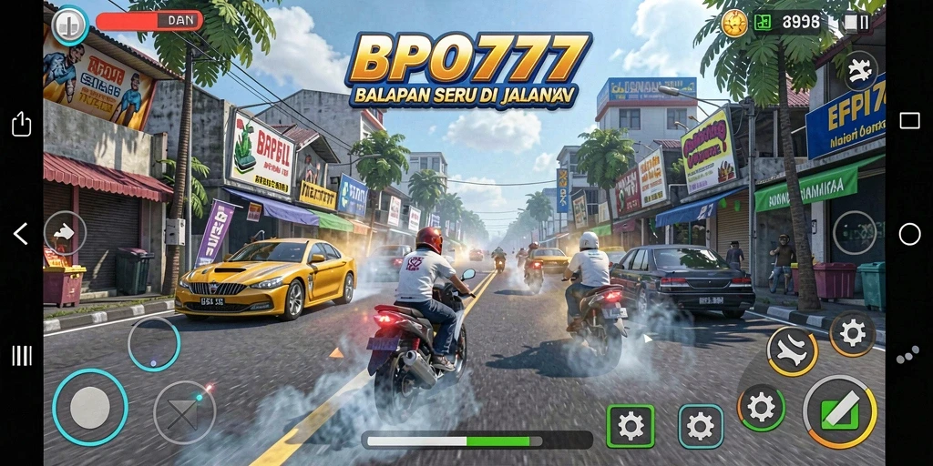 Gameplay seru BPO777 dengan balapan mendebarkan di berbagai trek.