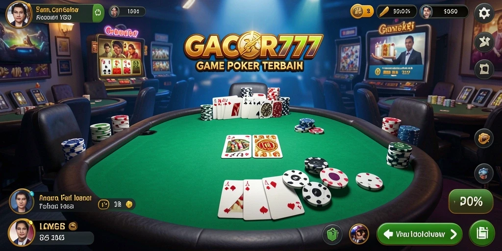 Screenshot gameplay GACOR777 menunjukkan aksi poker yang mendebarkan.