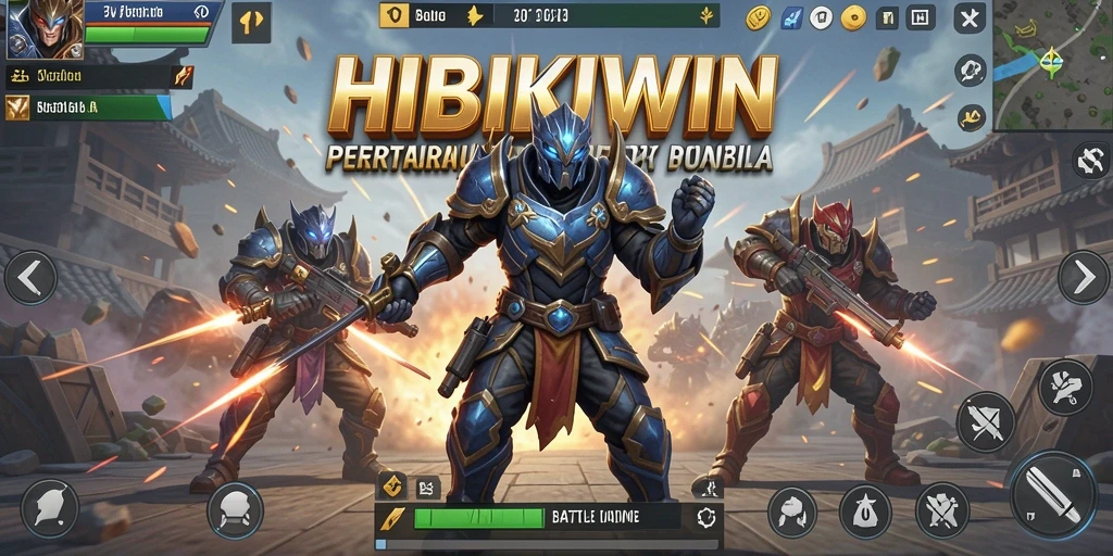 Gameplay HIBIKIWIN yang seru dan menegangkan di arena Battle Royale.