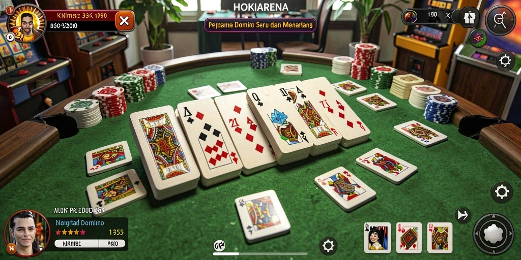 Screenshot gameplay HOKIARENA yang menampilkan keseruan permainan Domino.
