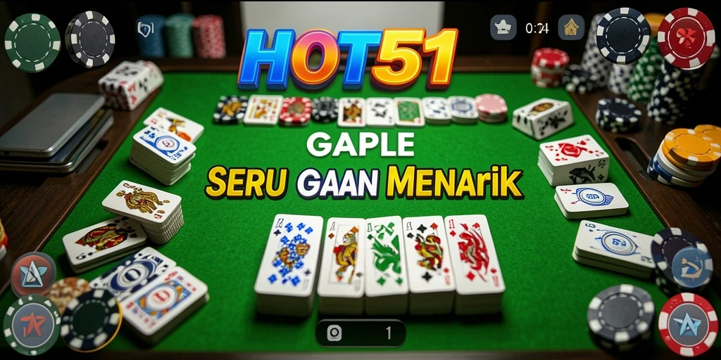 Screenshot HOT51 menampilkan gameplay seru Gaple yang melibatkan banyak pemain.