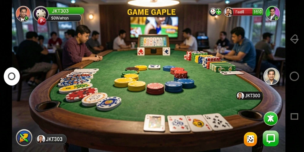 Tampilan gameplay JKT303 yang seru dalam permainan Gaple.