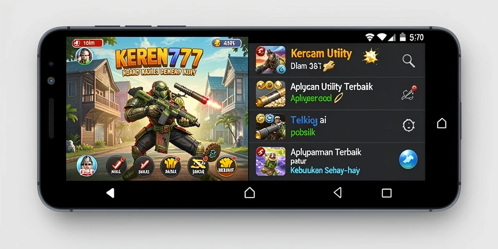 Tampilan utama KEREN777 dengan beragam fitur utility.