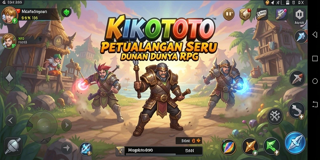 Tampilan gameplay KIKOTOTO yang menegangkan dalam pertempuran RPG.