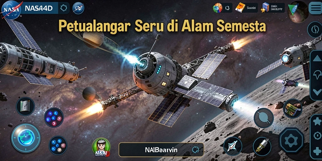Tampilan gameplay <strong>NASA4D</strong> yang penuh warna di luar angkasa.