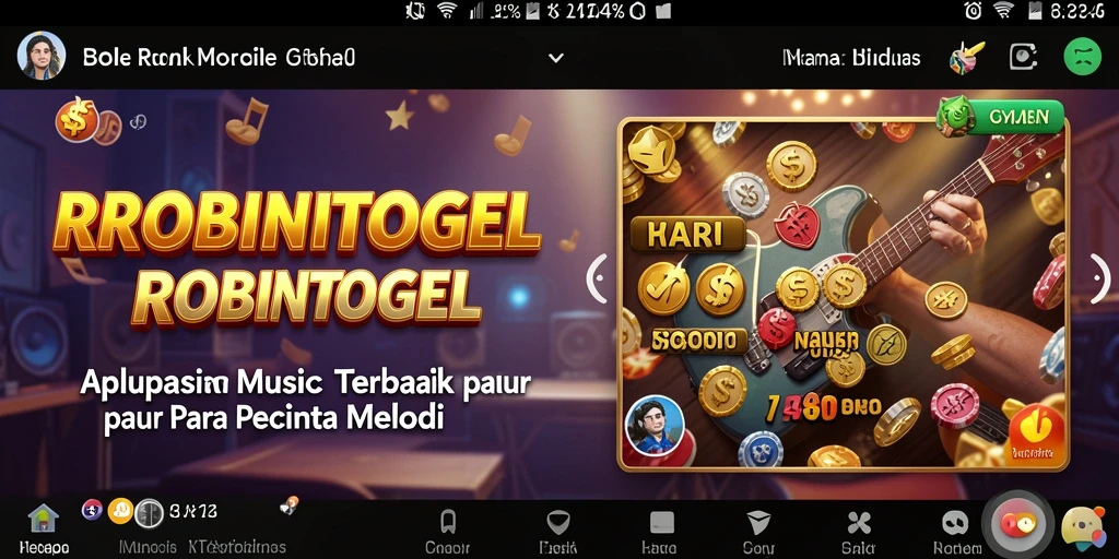 Tampilan screenshot utama ROBINTOGEL dengan antarmuka musik yang menarik.