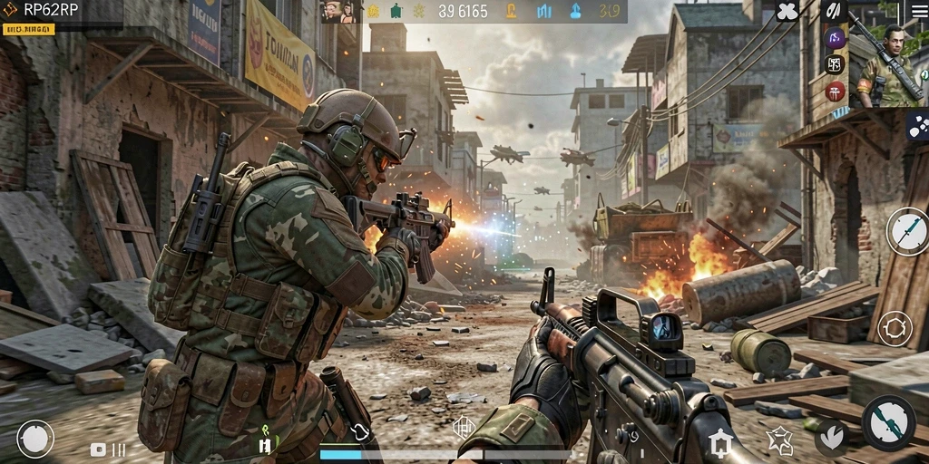 Gameplay intens dalam pertempuran FPS RP62RP yang mendebarkan.