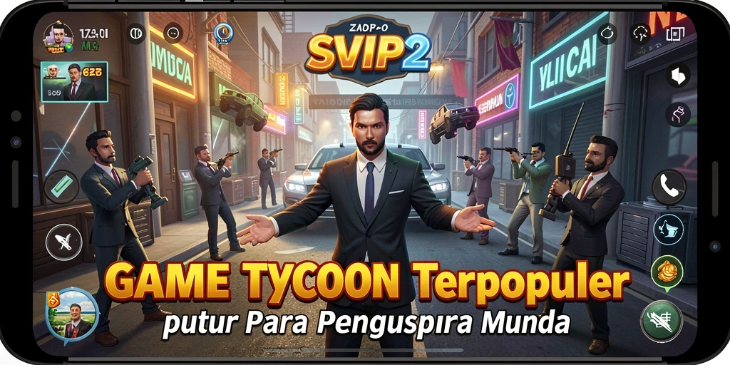 Tampilan gameplay menarik dalam SVIP2 yang menunjukkan manajemen bisnis.