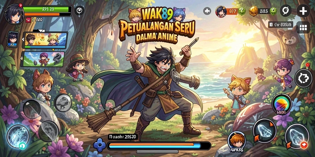 Tangkapan layar menunjukkan aksi dinamis dan karakter anime yang menawan.